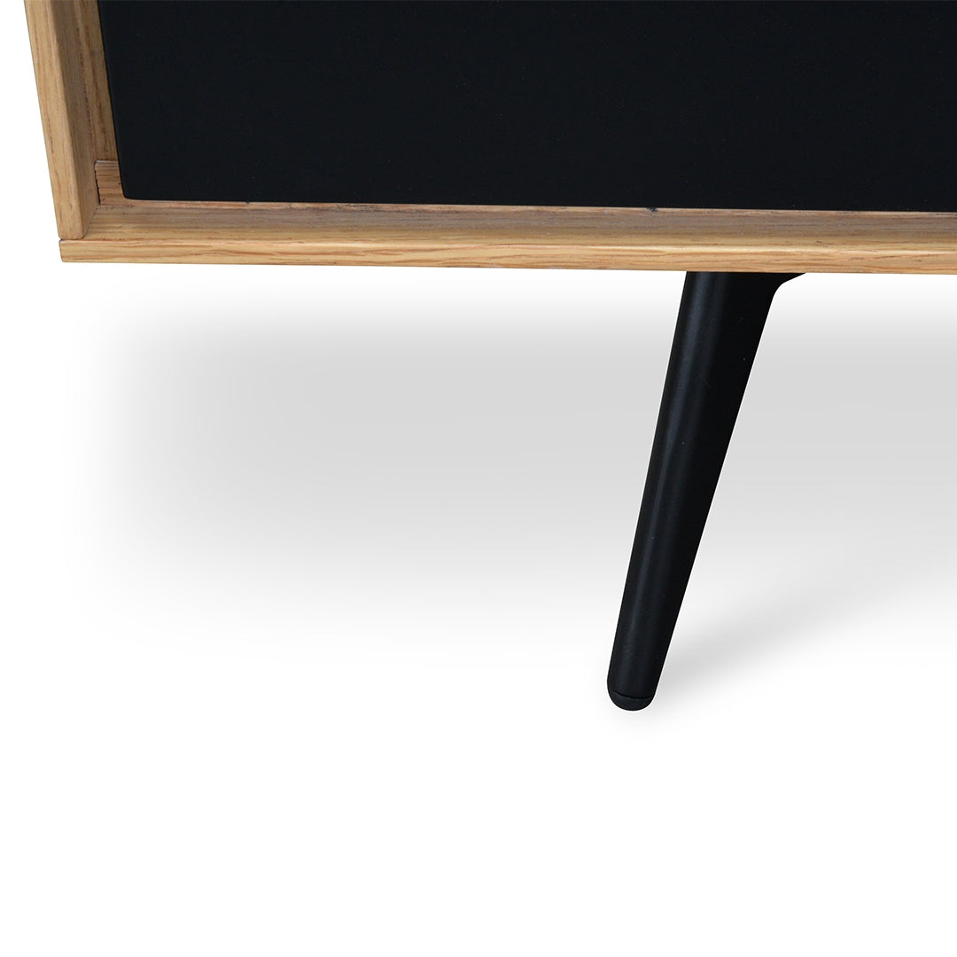 Liam TV Unit With Black Drawers - Natural