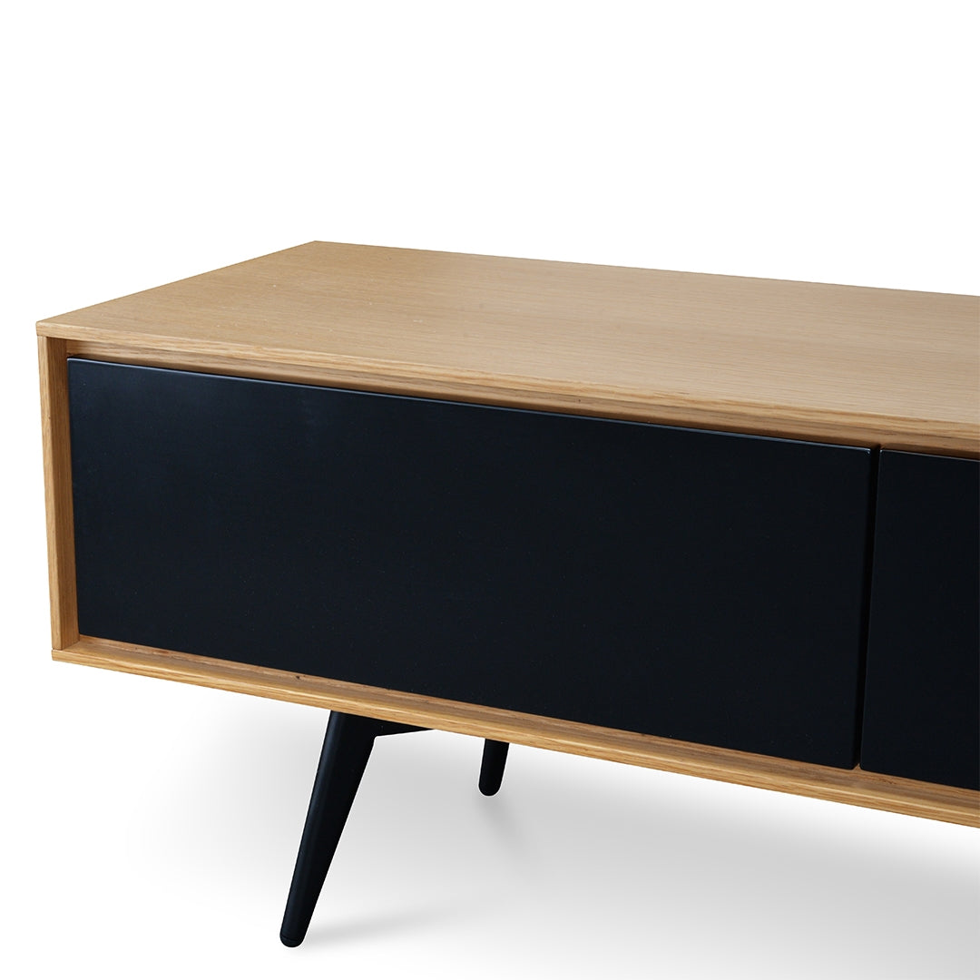 Liam TV Unit With Black Drawers - Natural