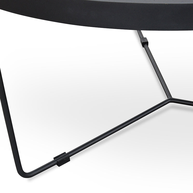 CCF391L-BB 90cm Round Coffee Table - Black Oak Top - Black Frame