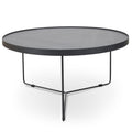 CCF391L-BB 90cm Round Coffee Table - Black Oak Top - Black Frame