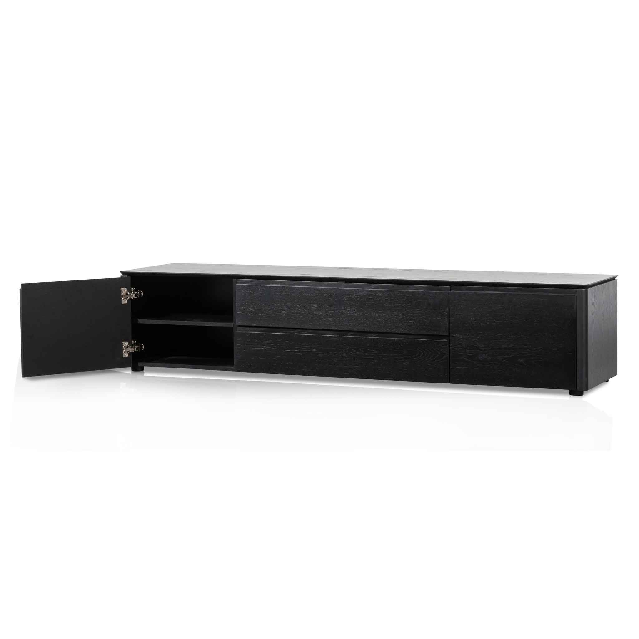 Norris TV Entertainment Unit with Middle Drawer - Black Oak