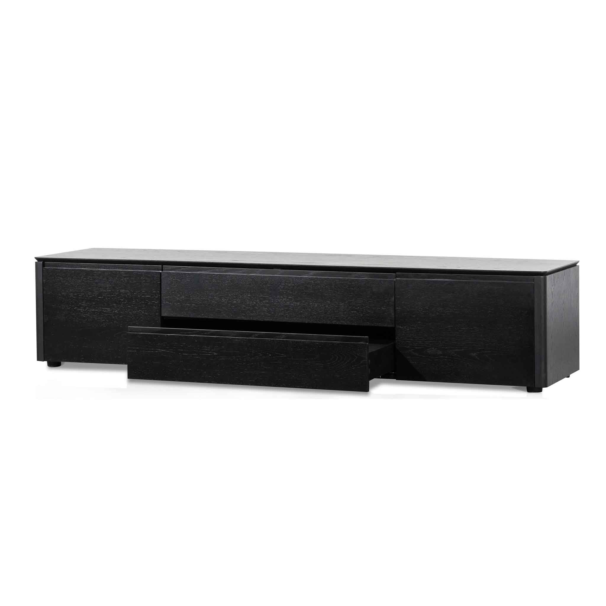 Norris TV Entertainment Unit with Middle Drawer - Black Oak