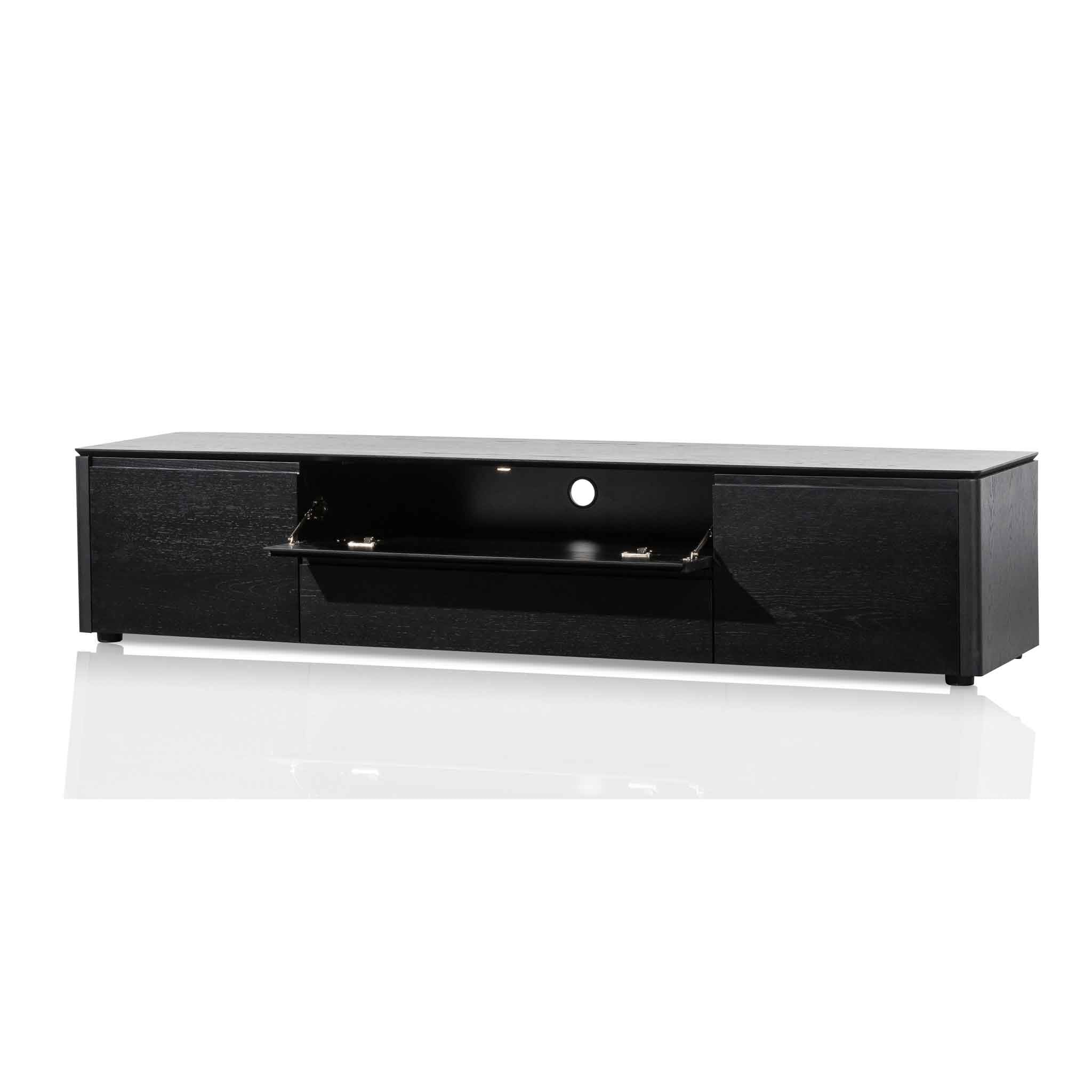 Norris TV Entertainment Unit with Middle Drawer - Black Oak