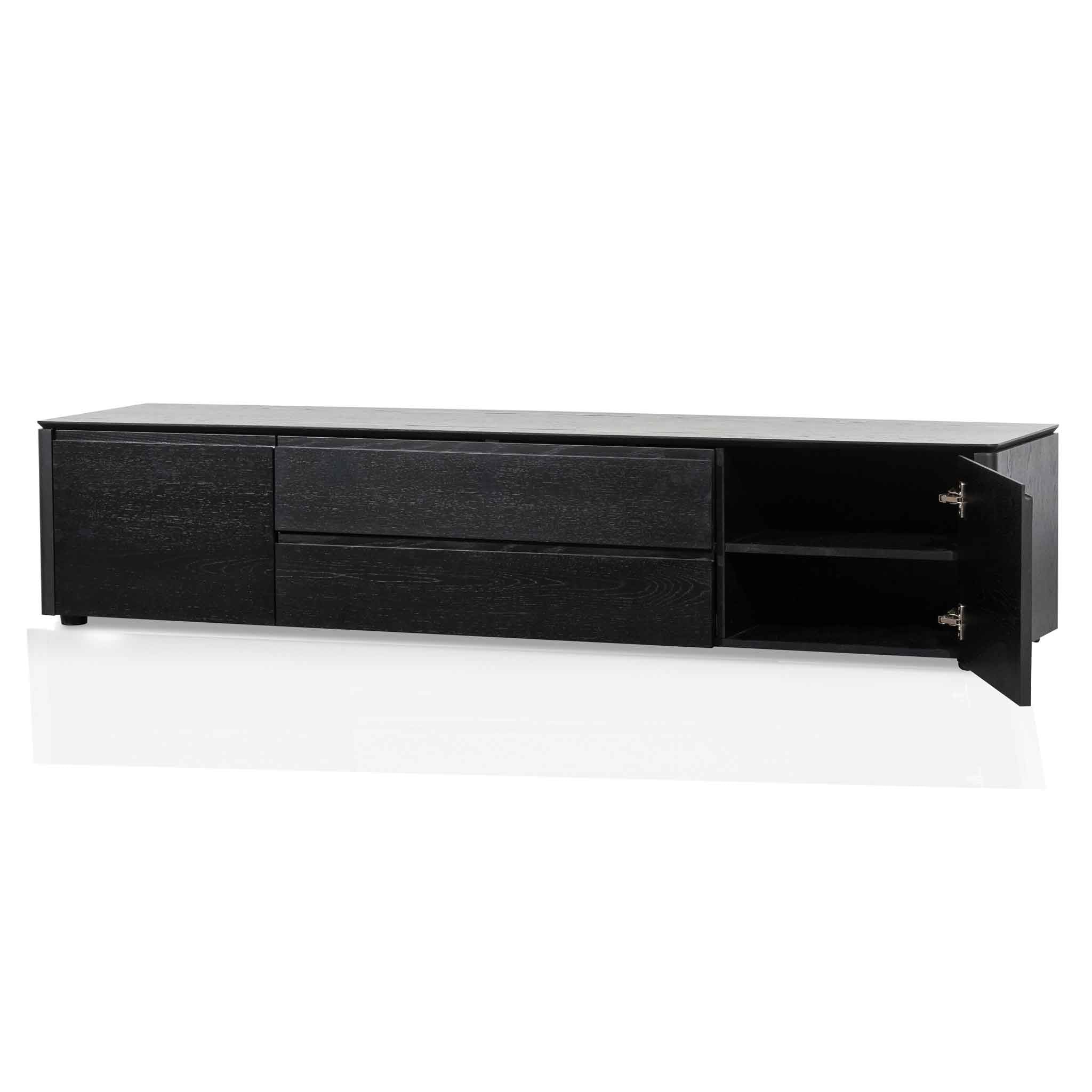 Norris TV Entertainment Unit with Middle Drawer - Black Oak