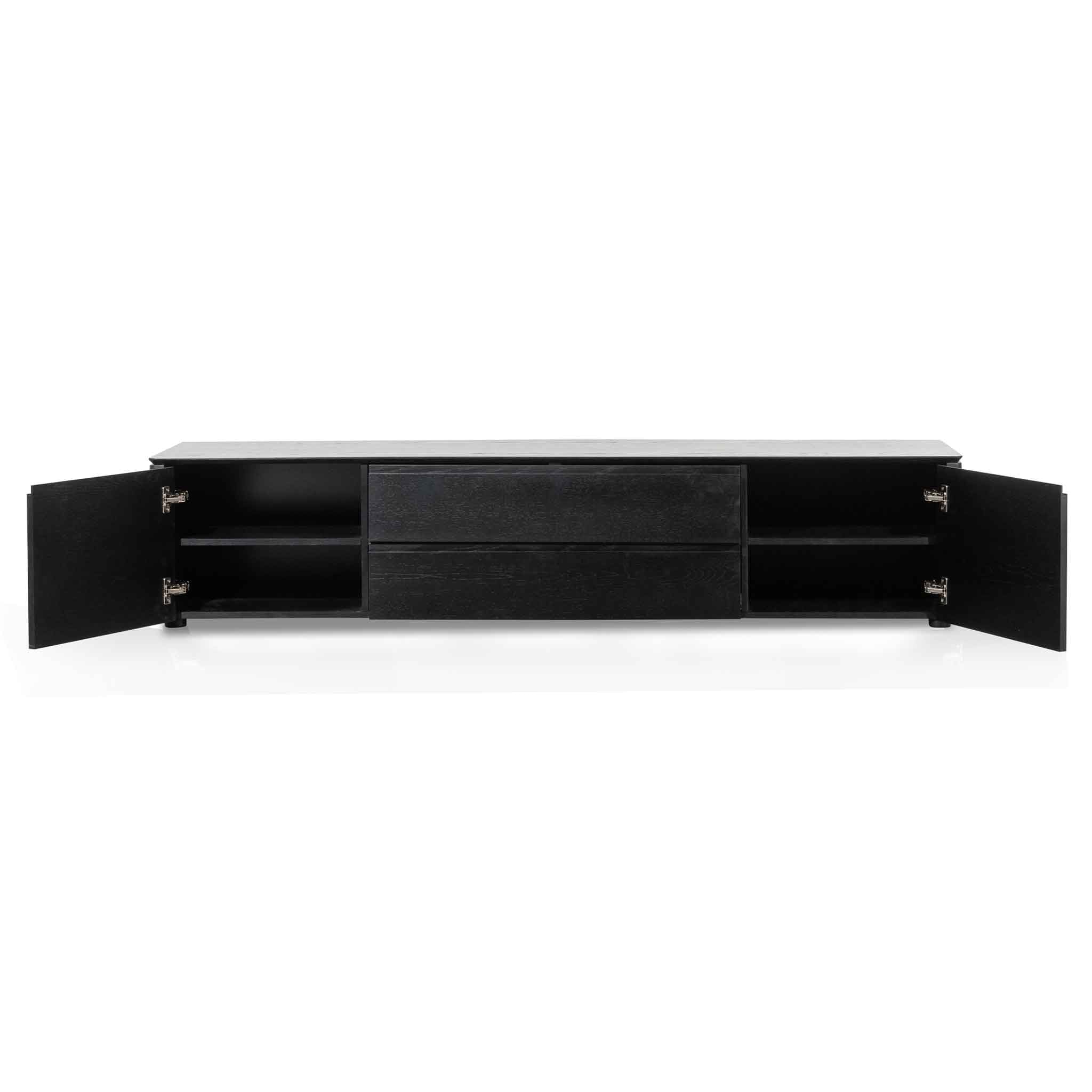 Norris TV Entertainment Unit with Middle Drawer - Black Oak