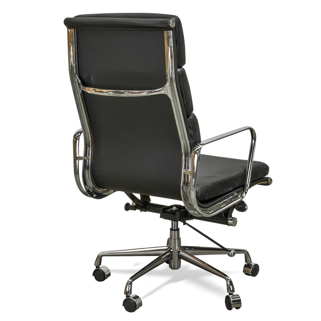 High Back Office Chair - Black Leather