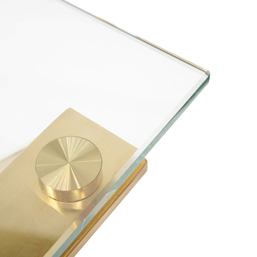 Vanessa Glass Home Office Desk - Brushed Gold Base