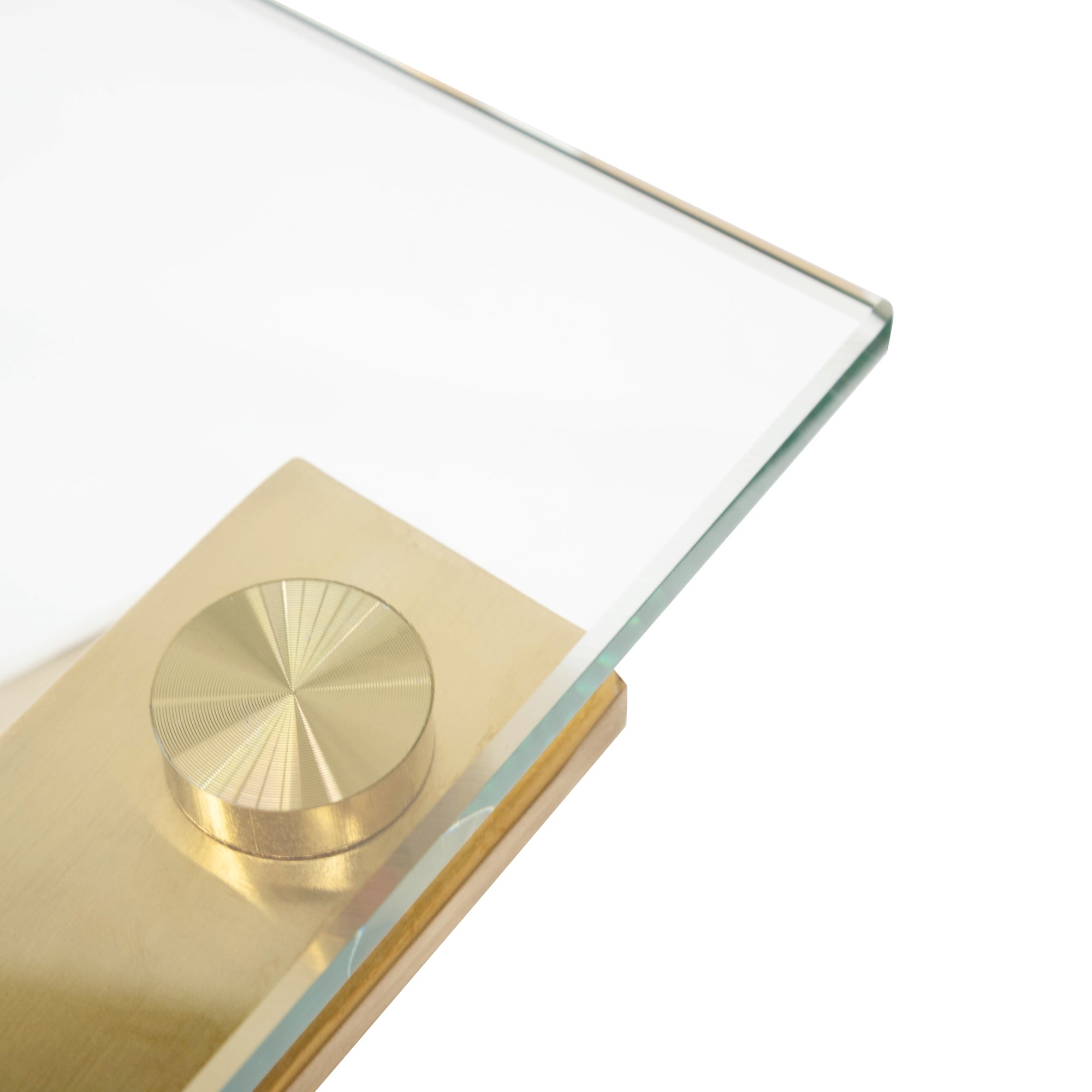 Vanessa Glass Home Office Desk - Brushed Gold Base