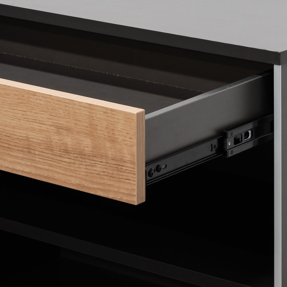 2m Right Return Office Desk - Natural - Black