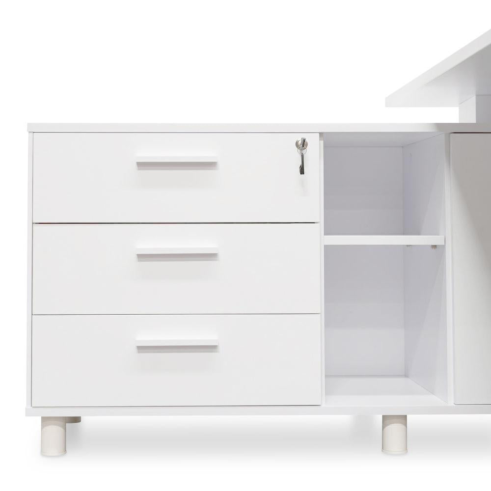 180cm Executive Office Desk Left Return - White