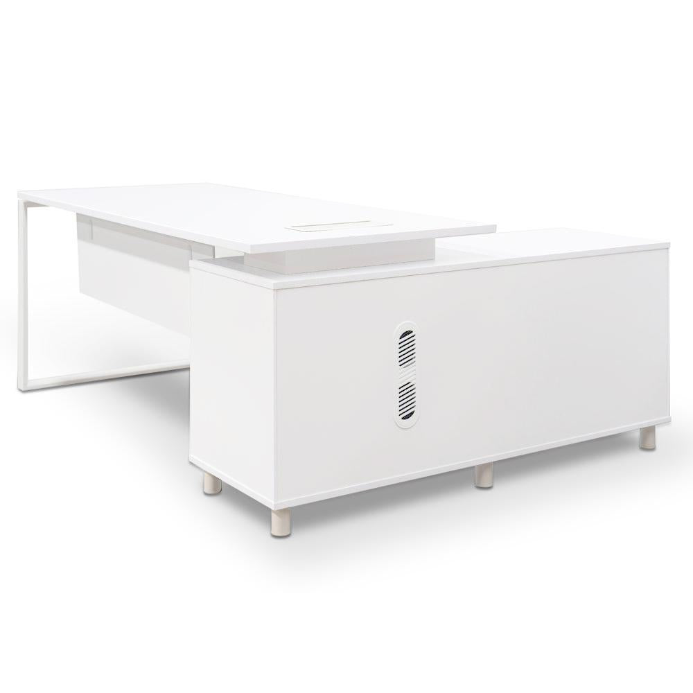 180cm Executive Office Desk Left Return - White