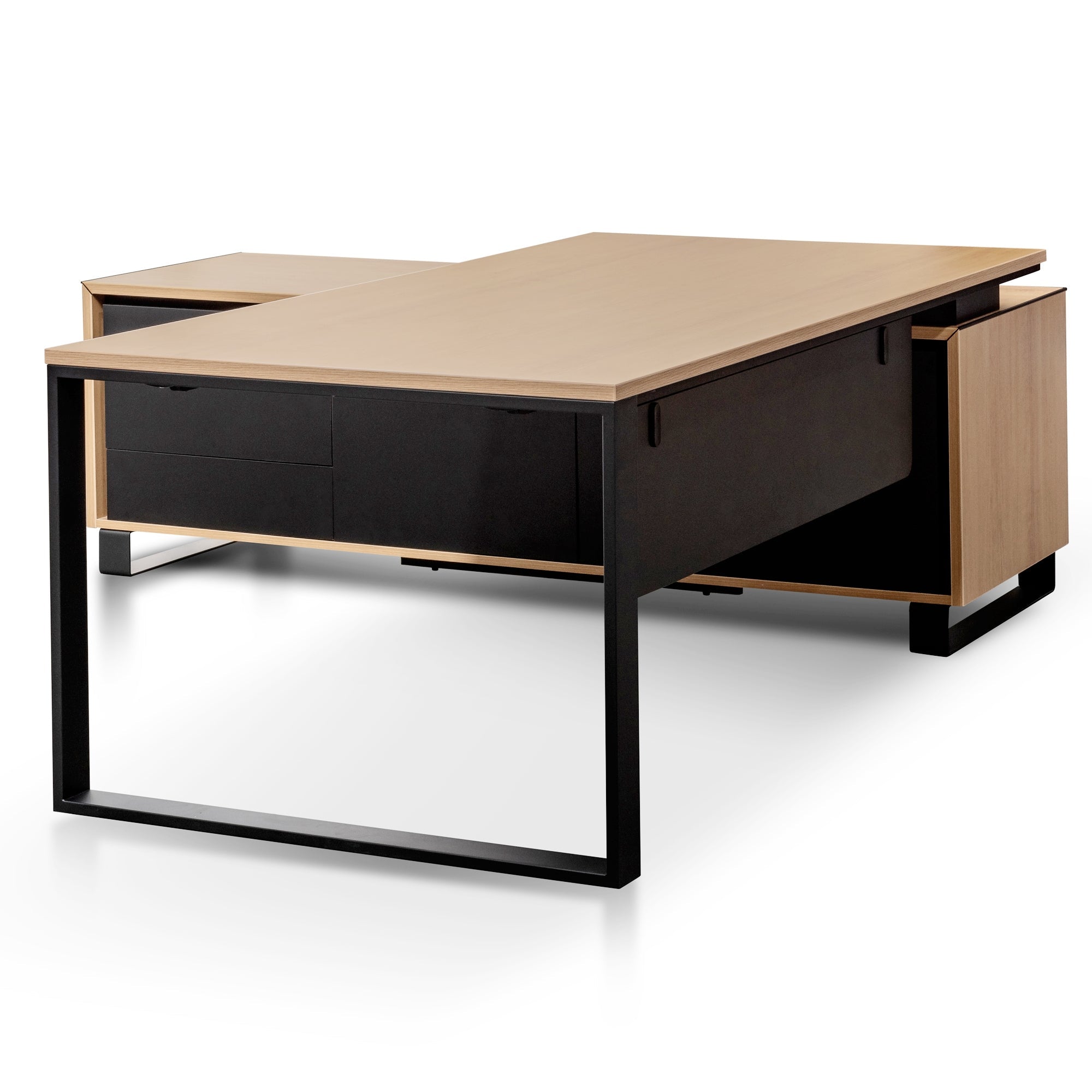 2.3m Left Return Office Desk - Natural