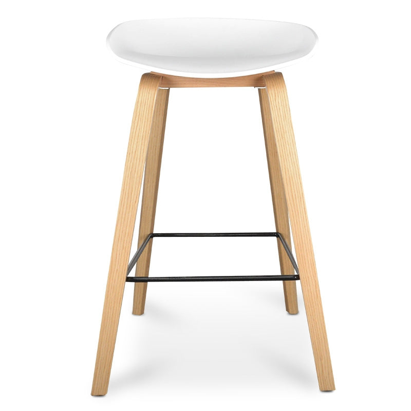 Rachel 65cm Bar Stool in White And Natural