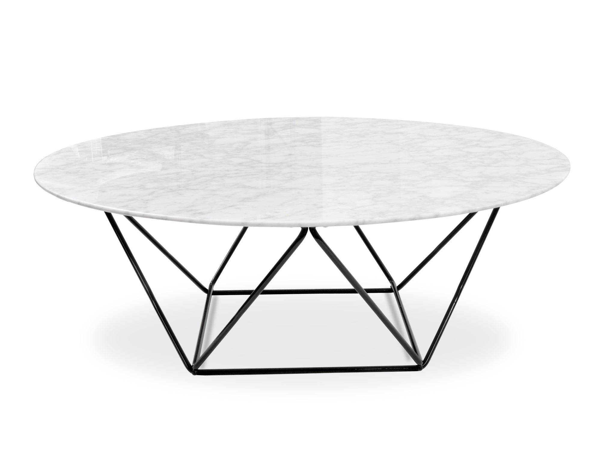 Geo 100cm Round Marble Coffee Table With Black Base