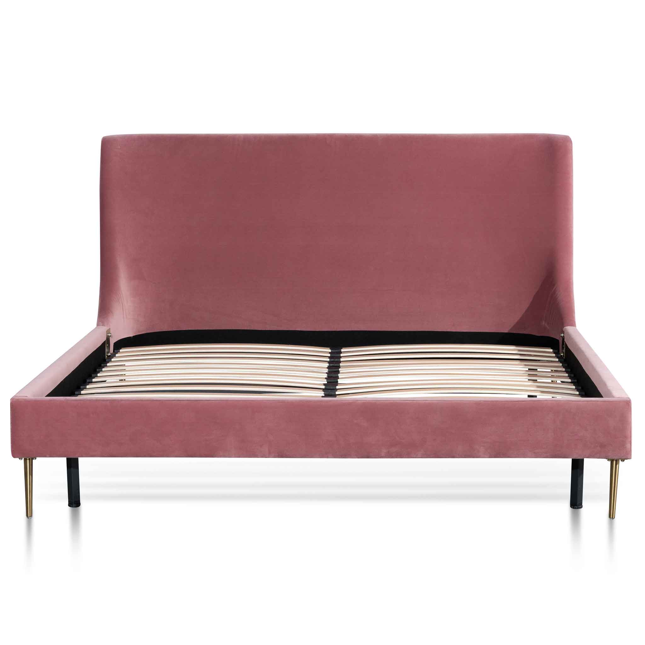 Sheri Queen Bed Frame - Blush Peach Velvet