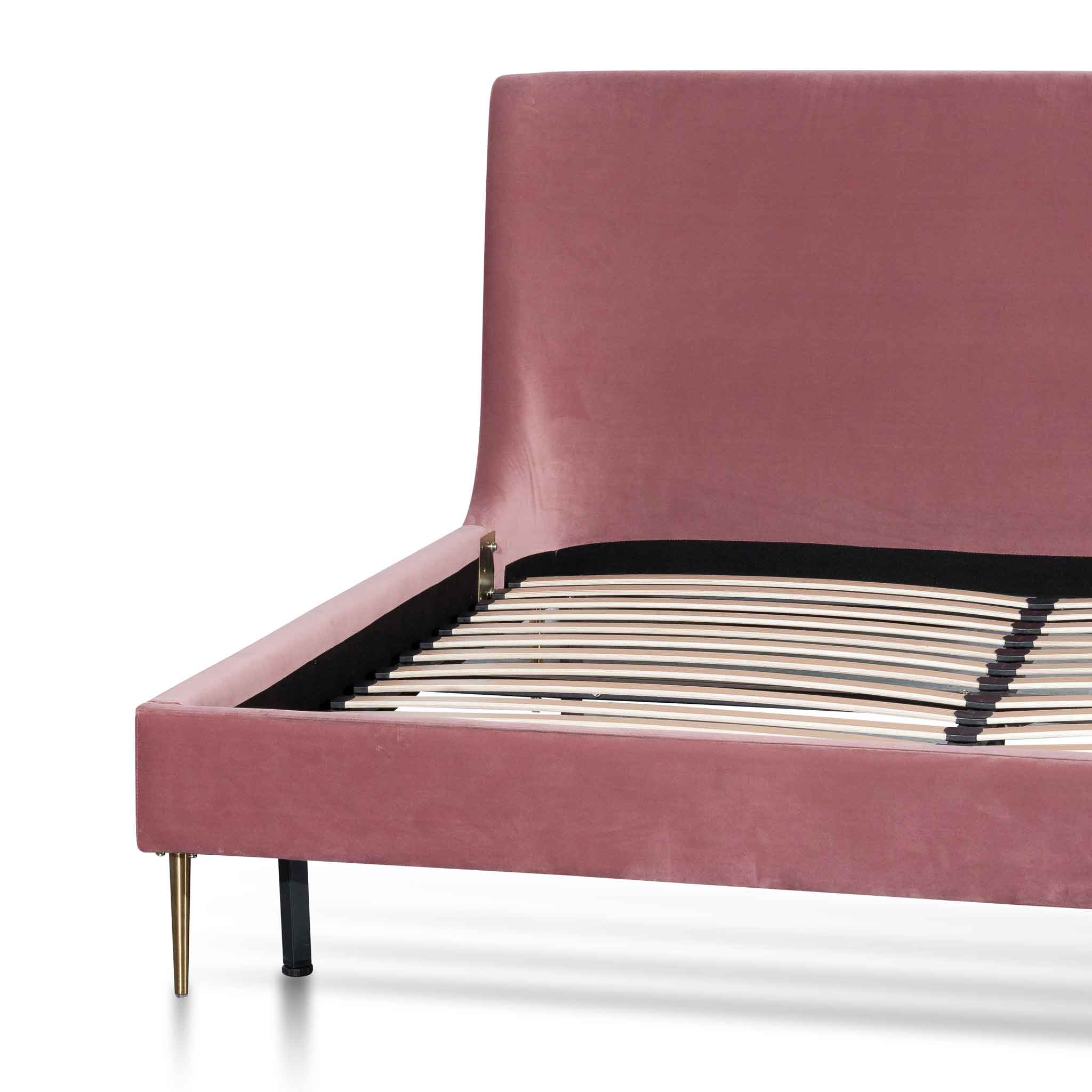 Sheri King Bed Frame - Blush Peach Velvet