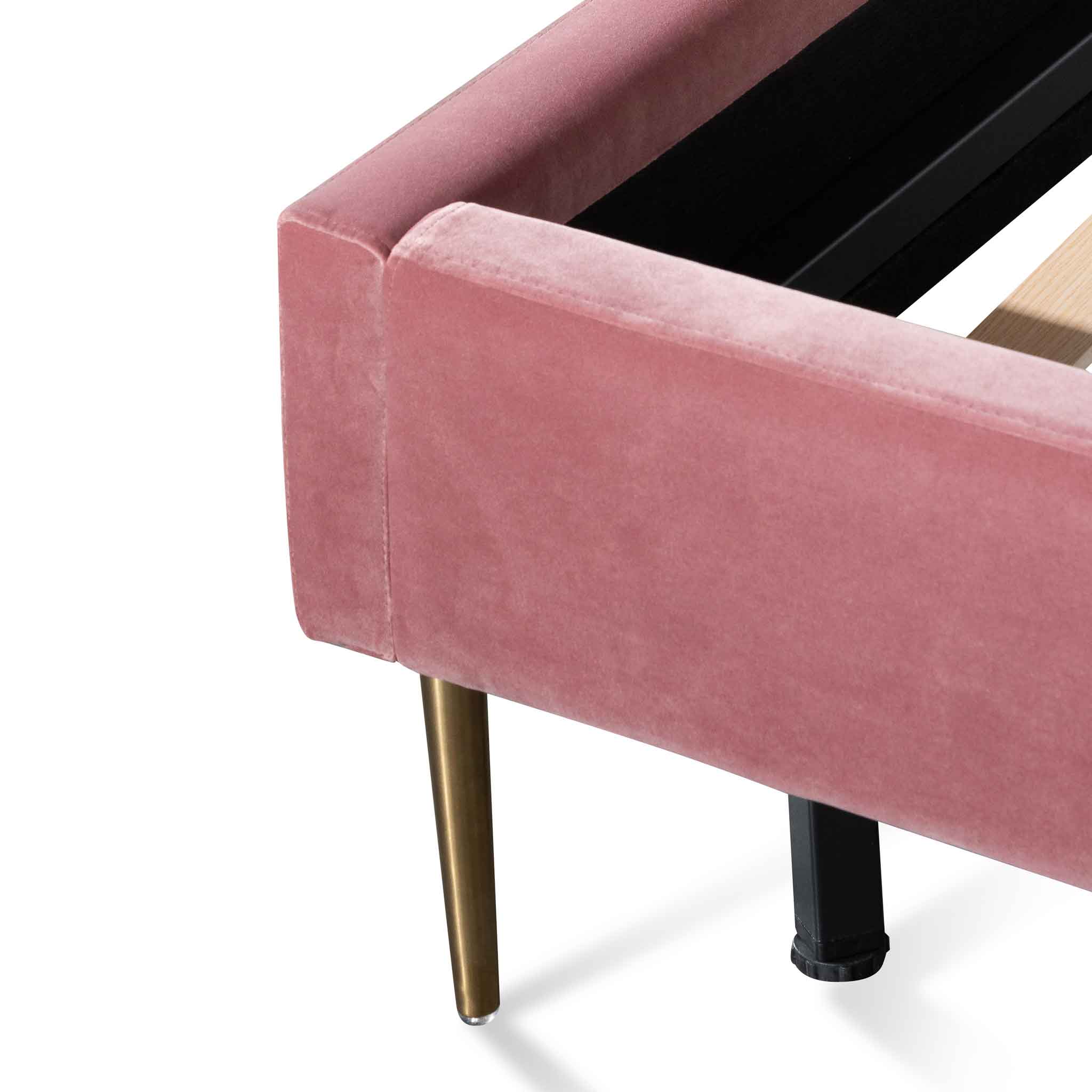Sheri King Bed Frame - Blush Peach Velvet
