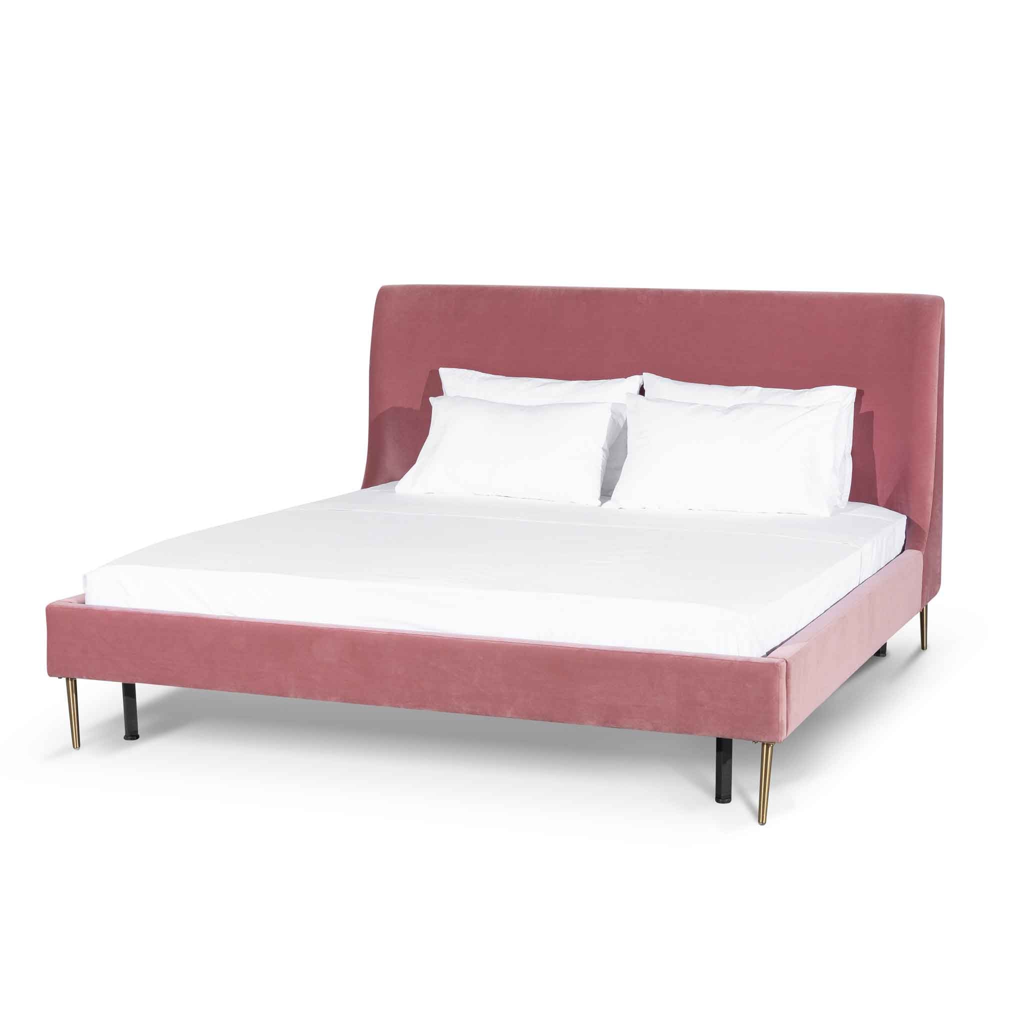 Sheri King Bed Frame - Blush Peach Velvet