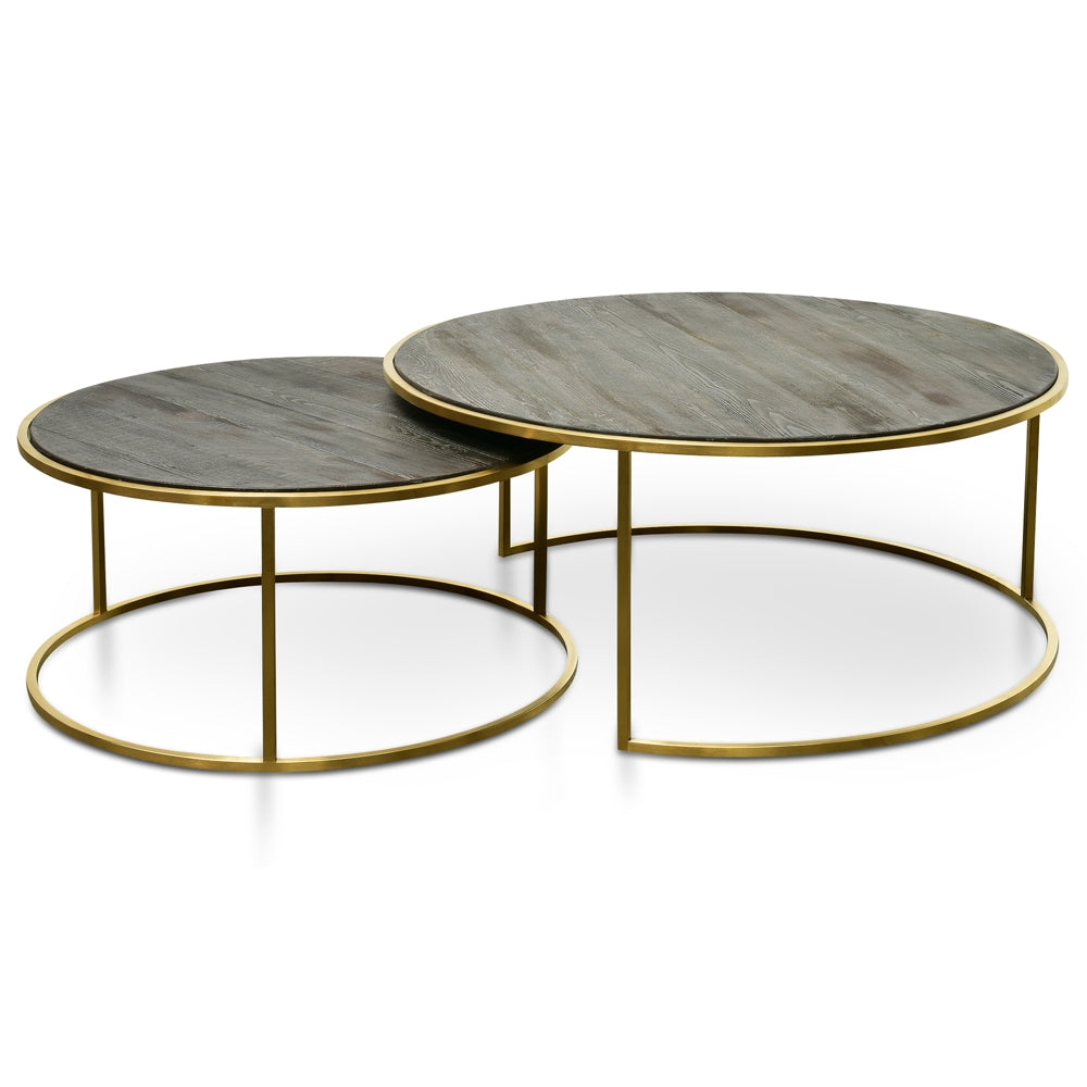 CCF2339-NI Nest 76cm-96cm Round Coffee Table - Natural - Golden Base