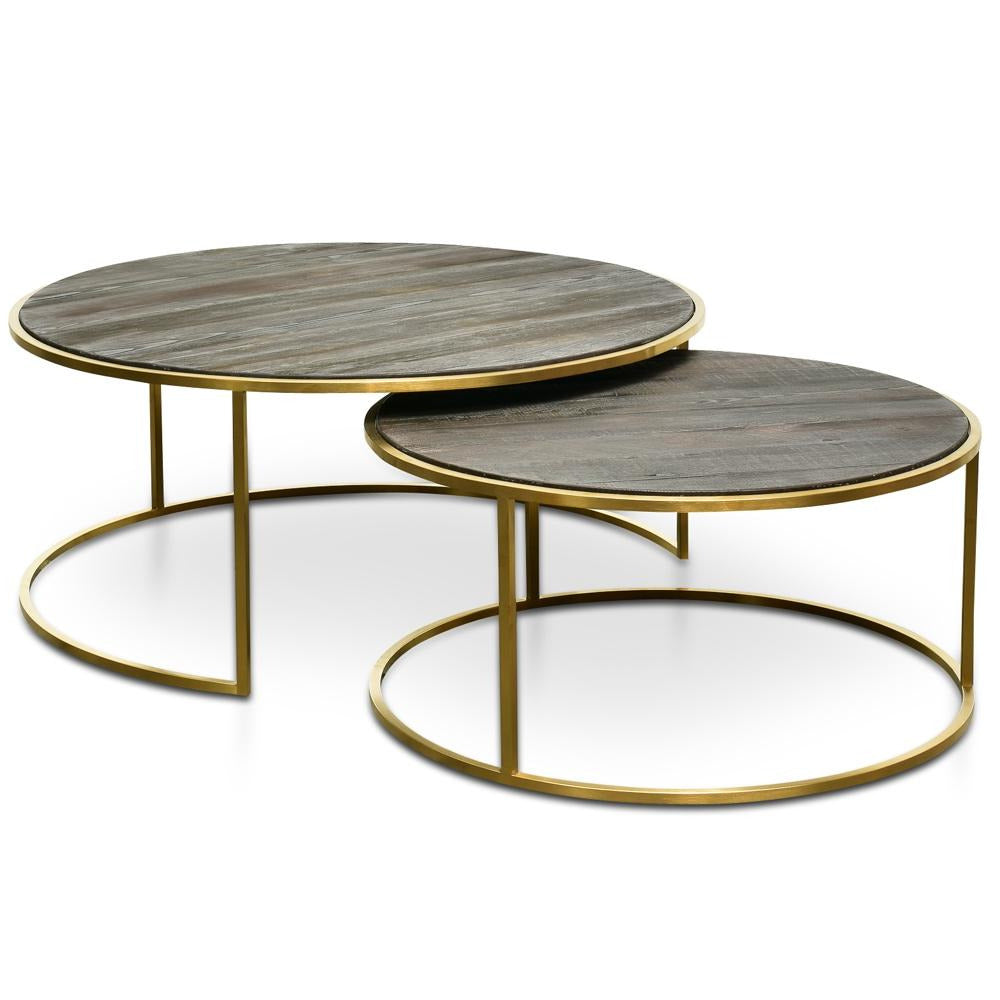 CCF2339-NI Nest 76cm-96cm Round Coffee Table - Natural - Golden Base