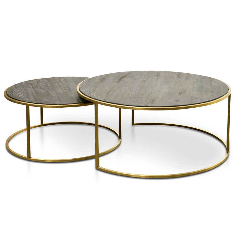 CCF2339-NI Nest 76cm-96cm Round Coffee Table - Natural - Golden Base