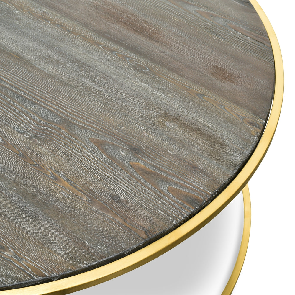CCF2339-NI Nest 76cm-96cm Round Coffee Table - Natural - Golden Base