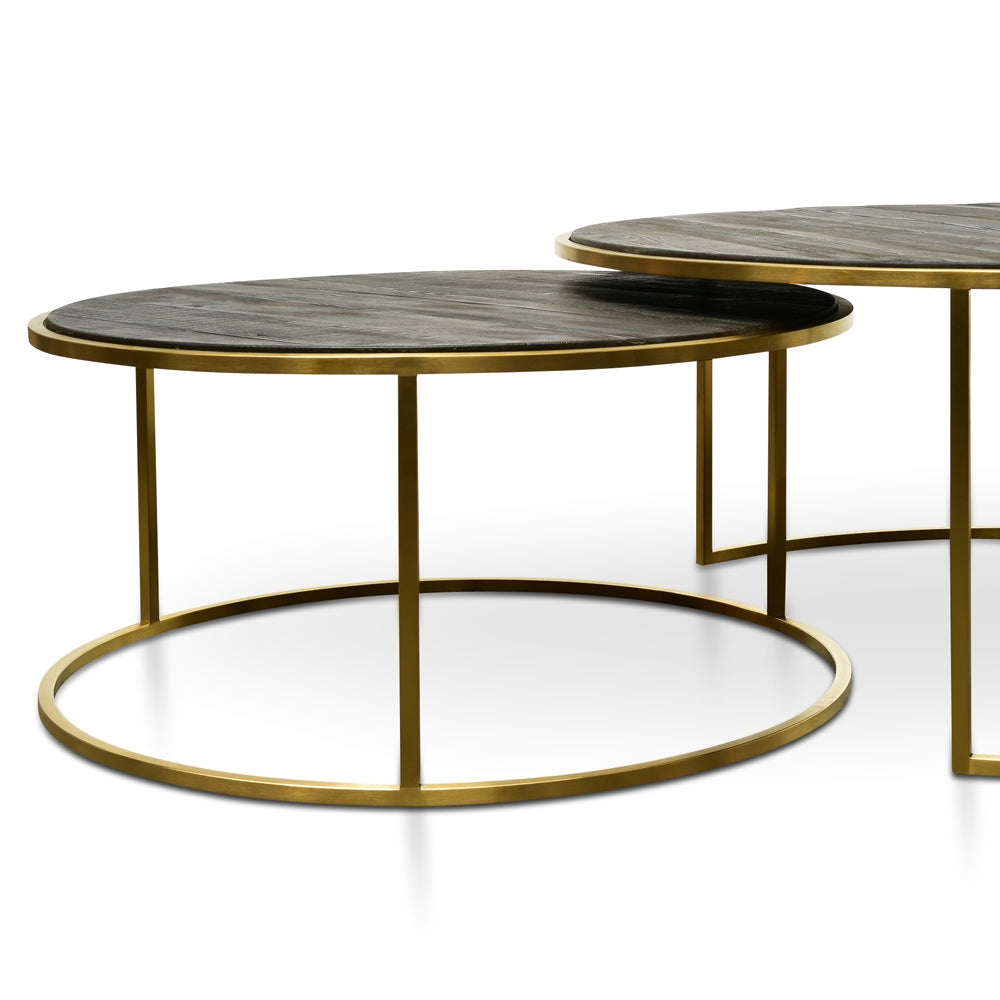 CCF2339-NI Nest 76cm-96cm Round Coffee Table - Natural - Golden Base