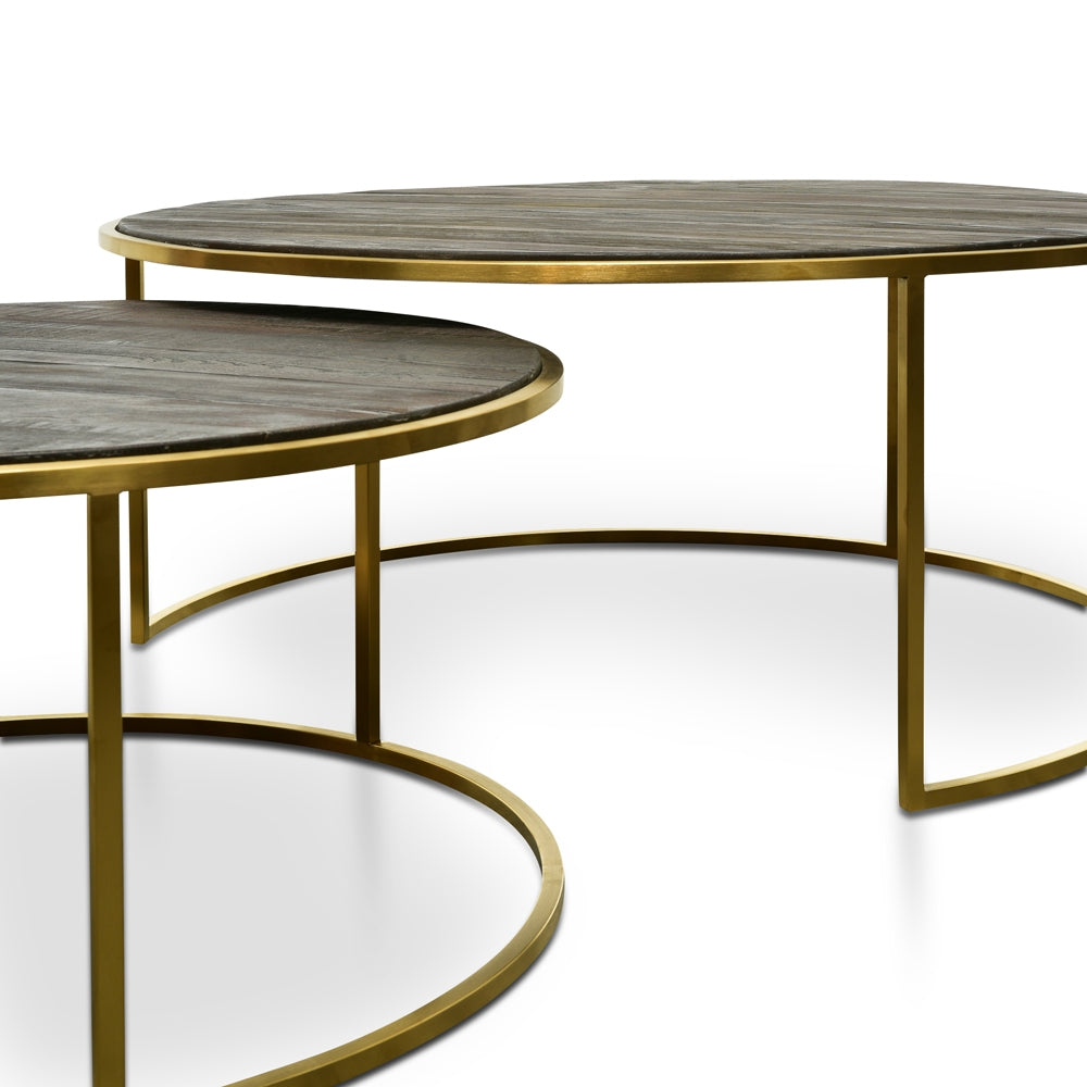 CCF2339-NI Nest 76cm-96cm Round Coffee Table - Natural - Golden Base