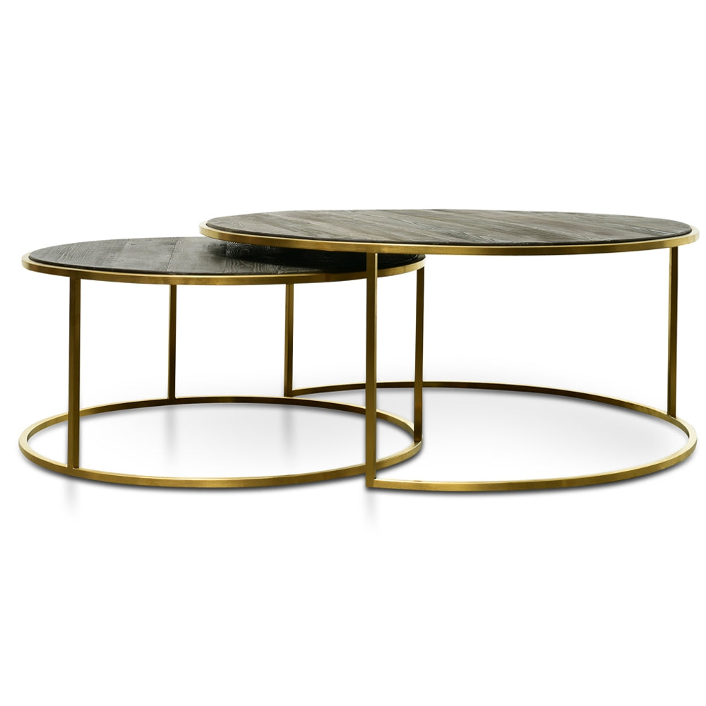 CCF2339-NI Nest 76cm-96cm Round Coffee Table - Natural - Golden Base
