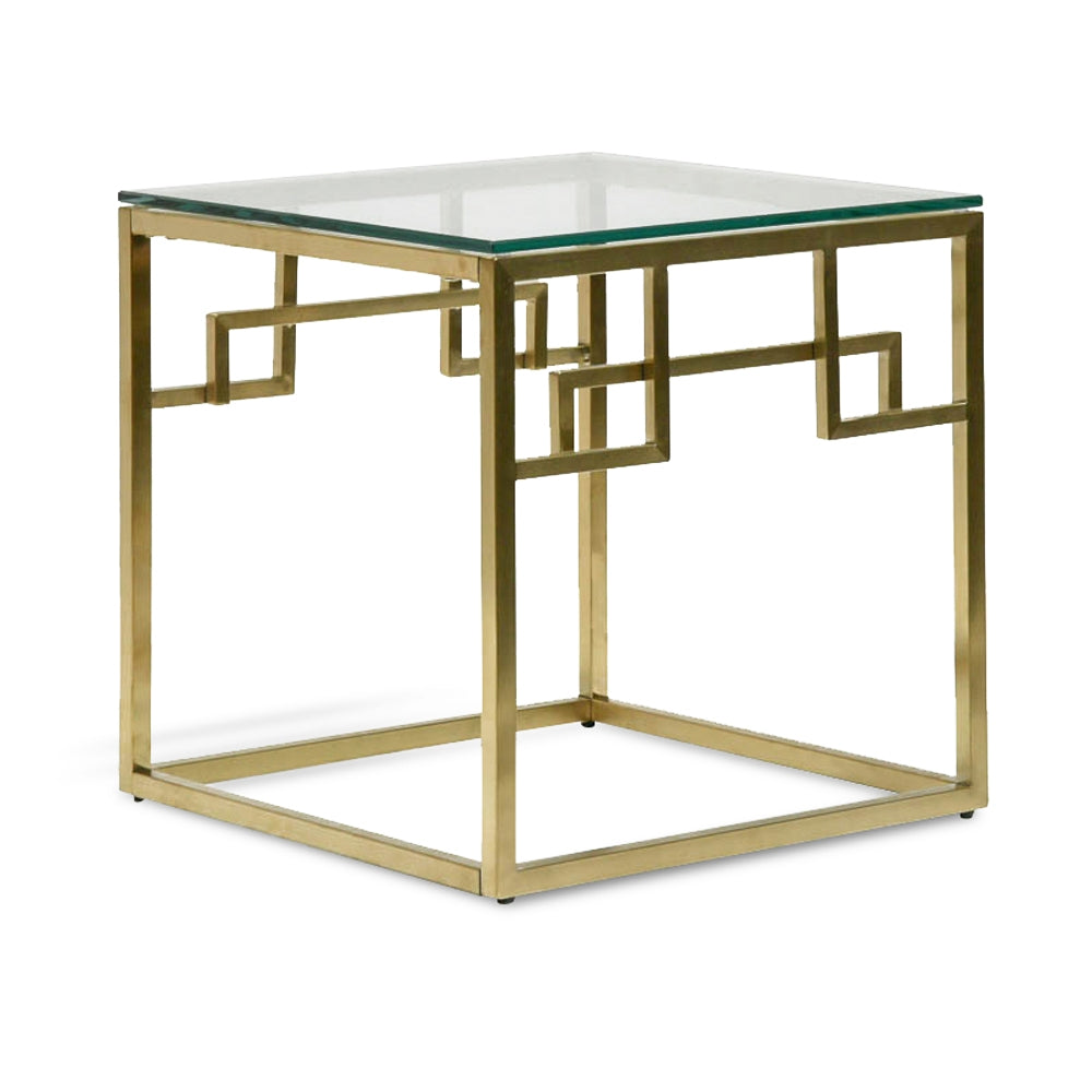 Anderson Glass Top Gold Side Table