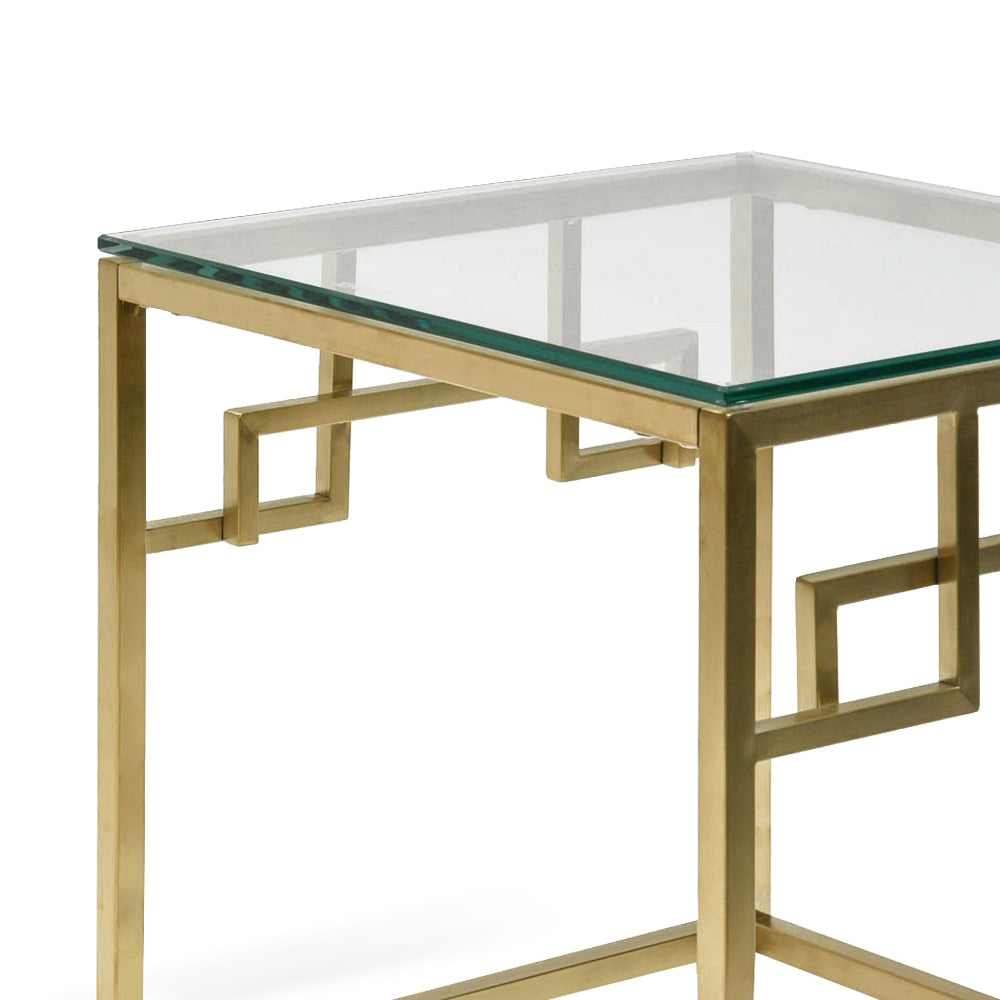 Anderson Glass Top Gold Side Table