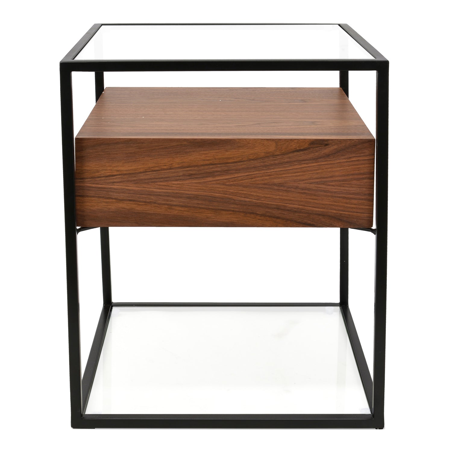 Dixson Glass Side Table - Walnut