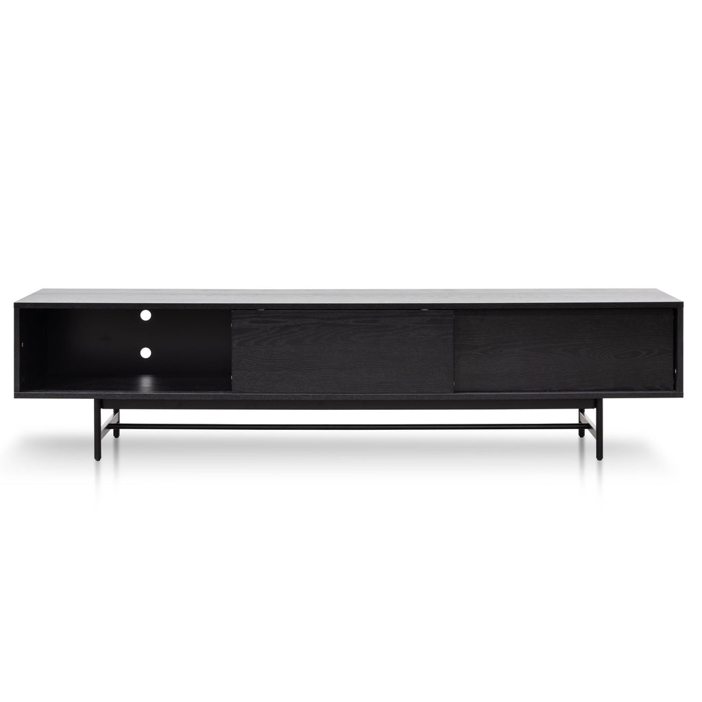 2.1m Wooden Entertainment TV Unit - Full Black