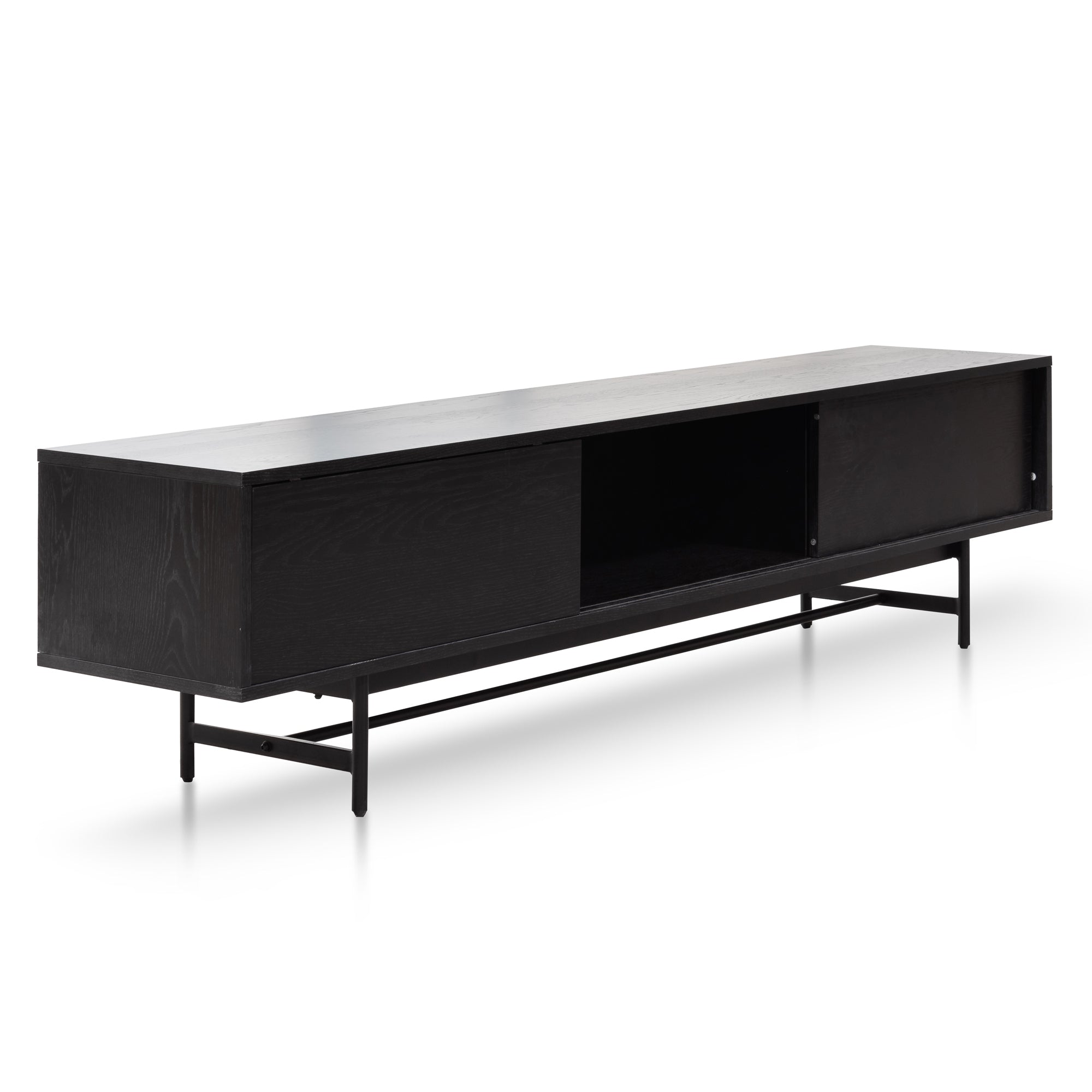 2.1m Wooden Entertainment TV Unit - Full Black