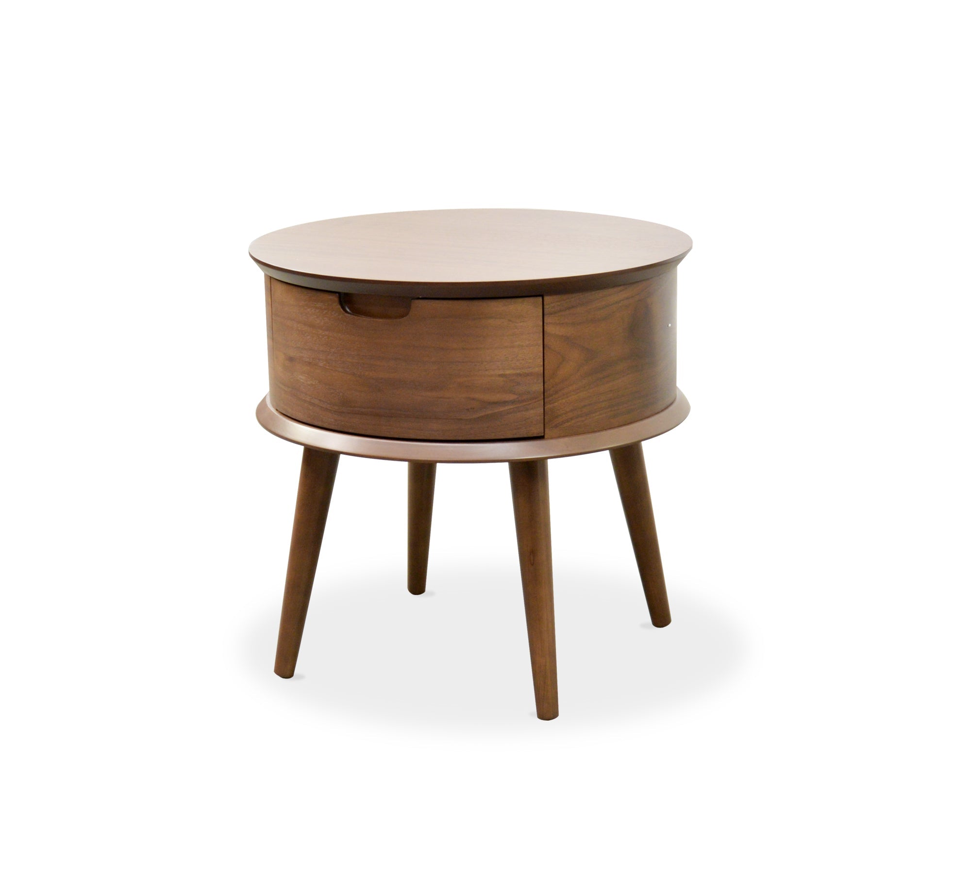 walnut round side table