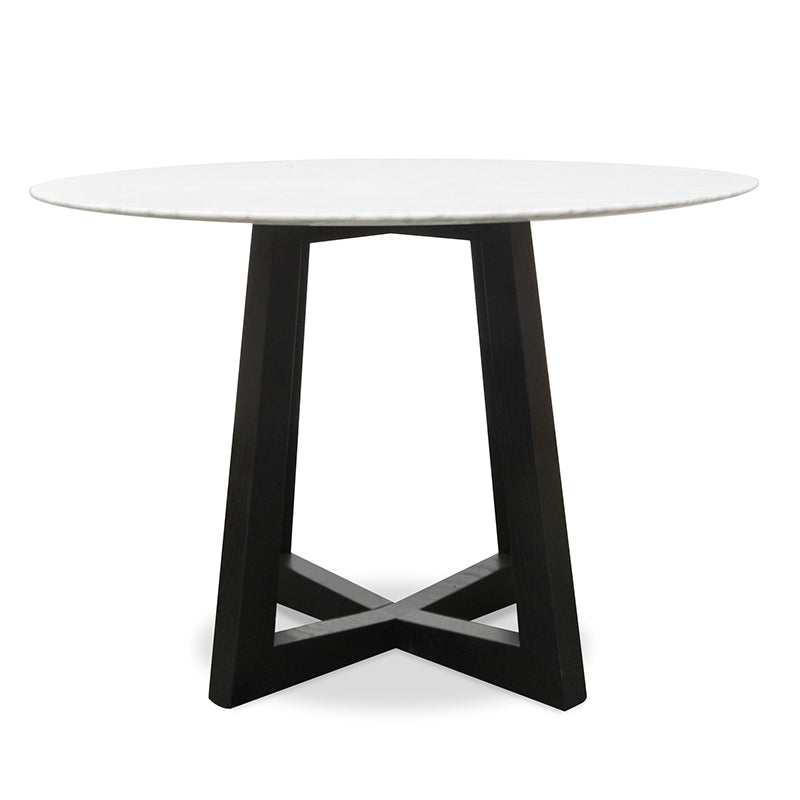 Zodiac 1.15m Round Marble Dining Table - Black Base