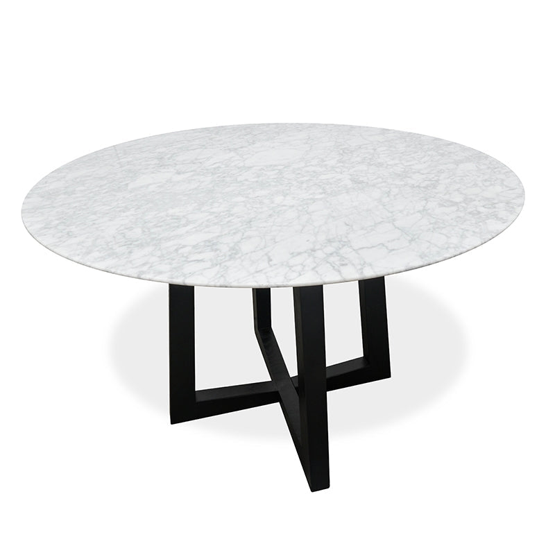 Zodiac 1.15m Round Marble Dining Table - Black Base