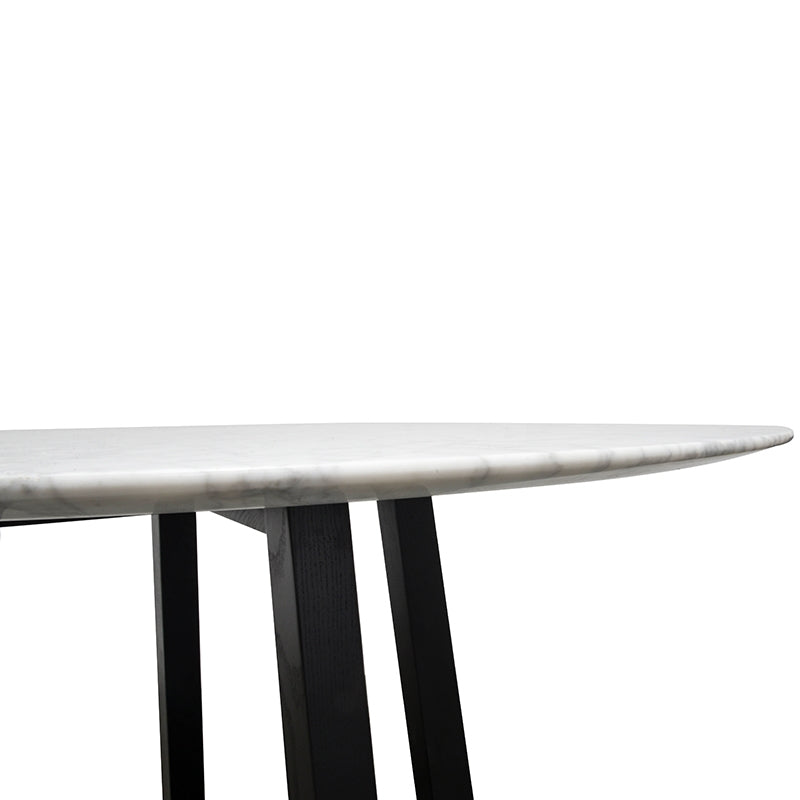 Zodiac 1.15m Round Marble Dining Table - Black Base